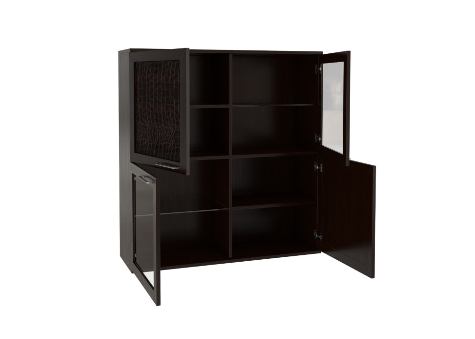 Шкаф-витрина Полка 4-х дверная (2 стеклодвери) Парма Люкс