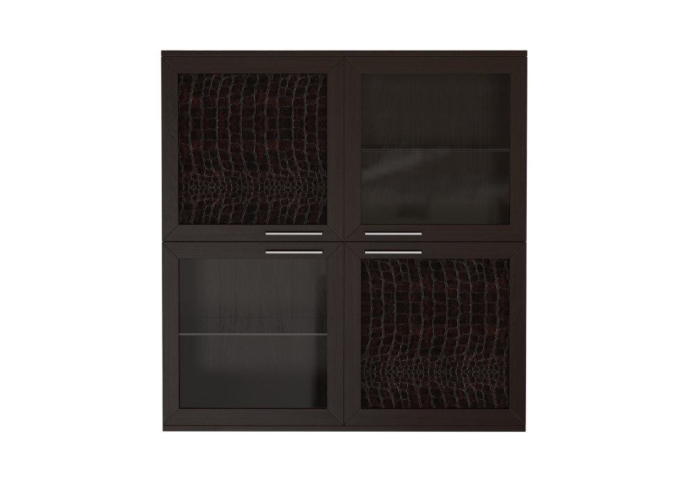 Шкаф-витрина Полка 4-х дверная (2 стеклодвери) Парма Люкс