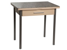 Кухонный стол DP-010306101 Стол ДП1-03-06 800х600 (1200) М37 "Милагро" стекло "Мозаика бежевая"/крем, Ноги для стола прямые (металлик)