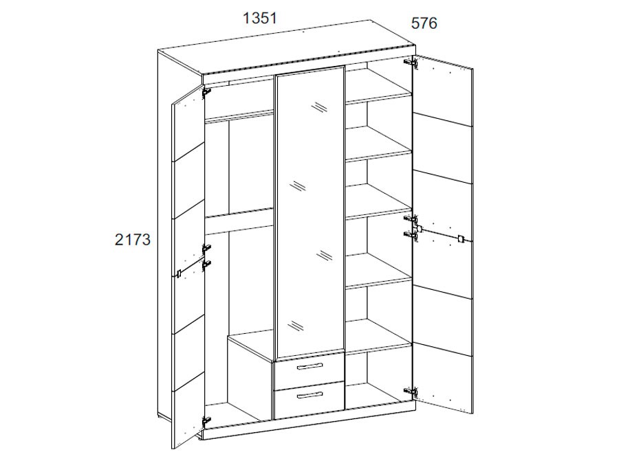 Шкаф 3-х створчатый Оскар