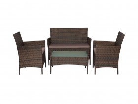 Комплект плетеной мебели Лаундж сет (диван+2кресла+столик+подушки) (mod. 210013 А)