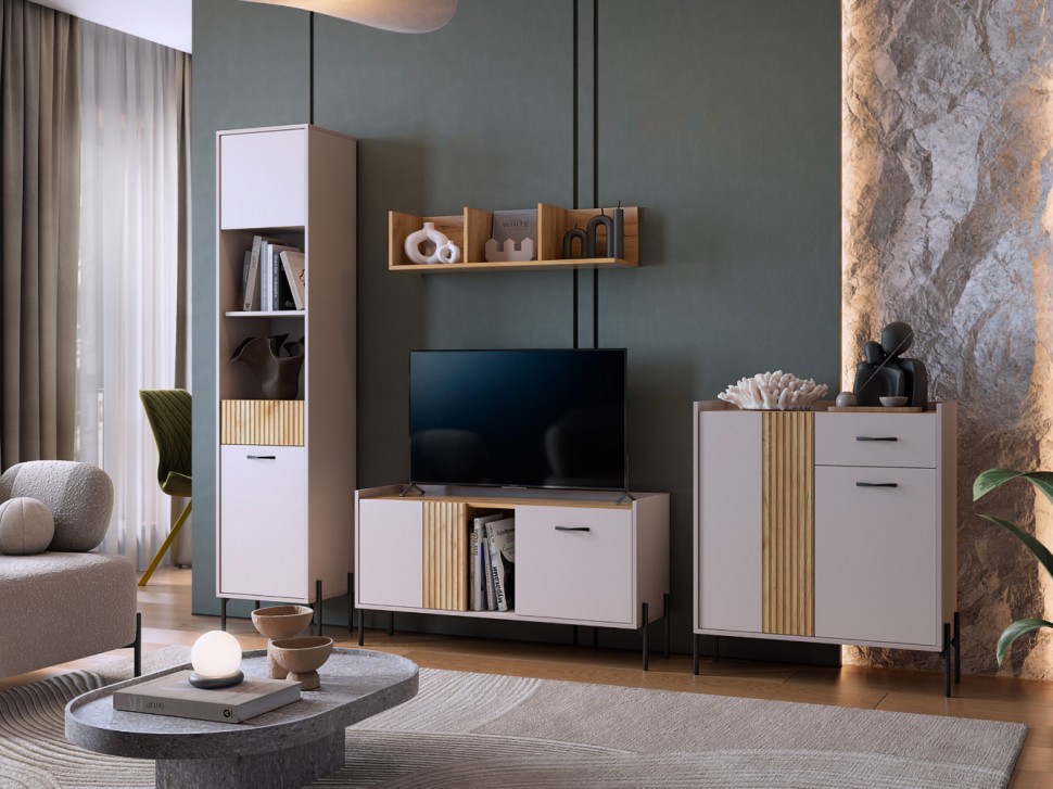 Гостиная Доминика со стеллажом