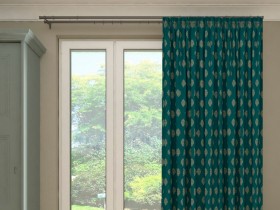 Штора Портьера Вензель золотой/бирюзовый