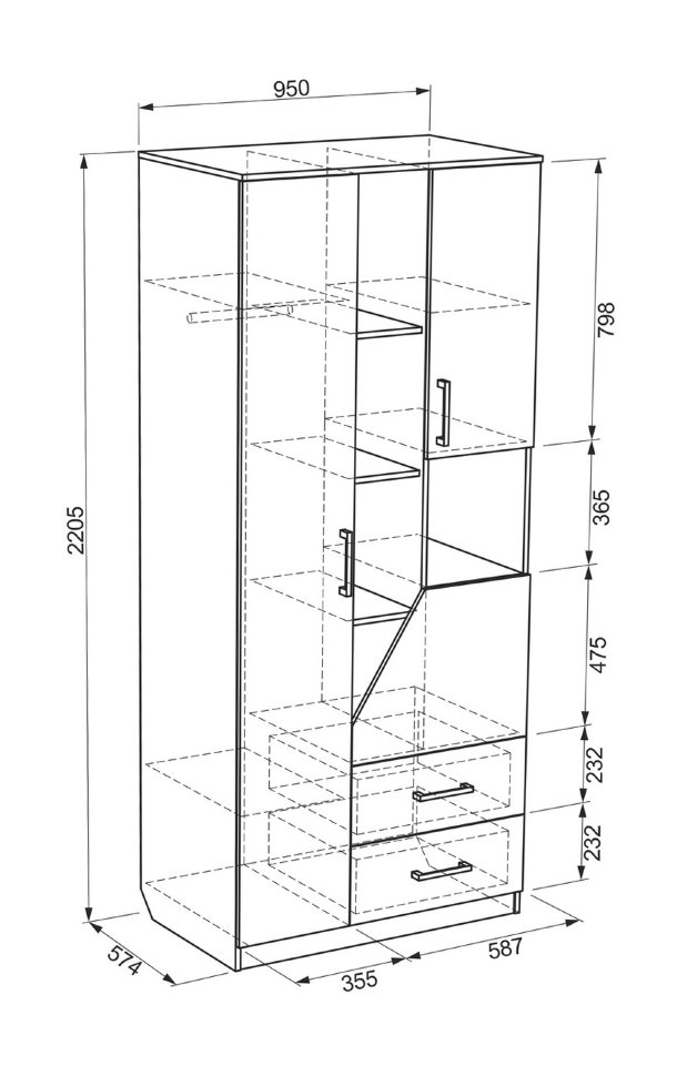 Комбинированный шкаф Колледж Шкаф комбинированный