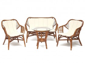 Комплект плетеной мебели Комплект для отдыха SONOMA ( стол круглый (со стеклом)+2 кресла+диван )
