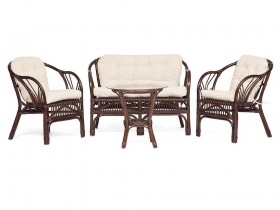 Комплект плетеной мебели Комплект &quot; NEW BOGOTA &quot; ( диван + 2 кресла + стол со стеклом )